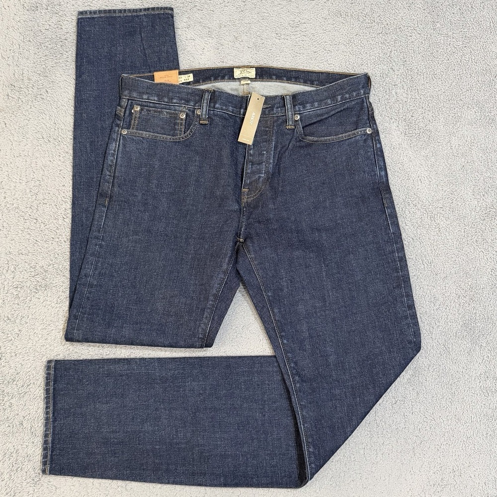 J Crew 484 33x34 Slim Fit Japanese Redline Selvedge Button Fly Jeans Dark Wash